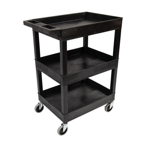 Plastic Utility Tub Cart, Three Shelf, 24