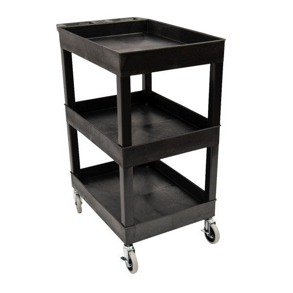 Plastic Utility Tub Cart, Three Shelf, 24
