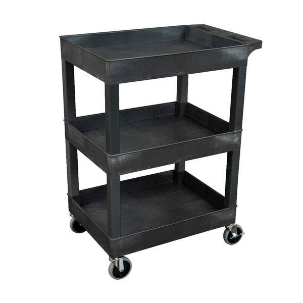 Plastic Utility Tub Cart, Three Shelf, 24