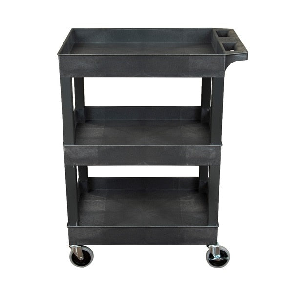 Plastic Utility Tub Cart, Three Shelf, 24