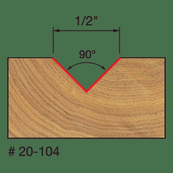 V Grooving Bit, 90deg, 1/2