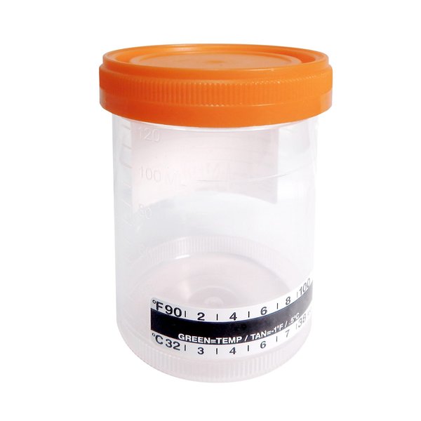 Tmprtr Strp Spcmnt Cntnr, 120mL, Org, PK300