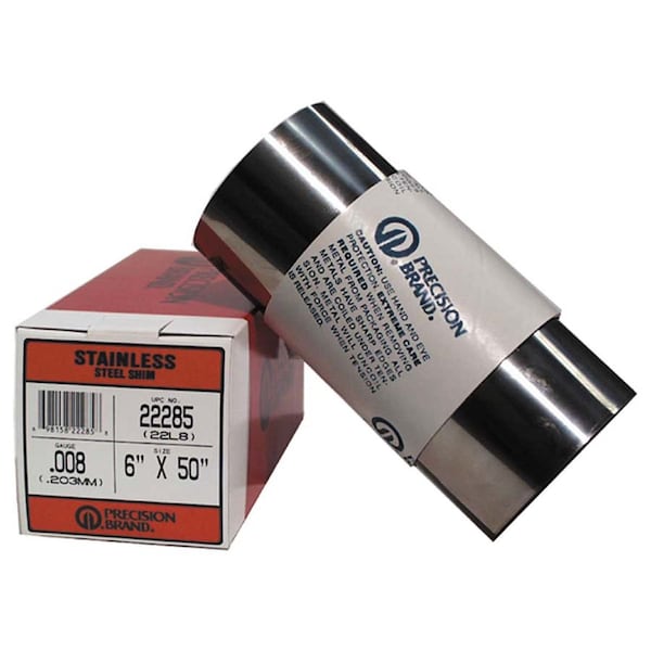 Shim Stock, Roll, Cold Low Stl, 0.0010 In
