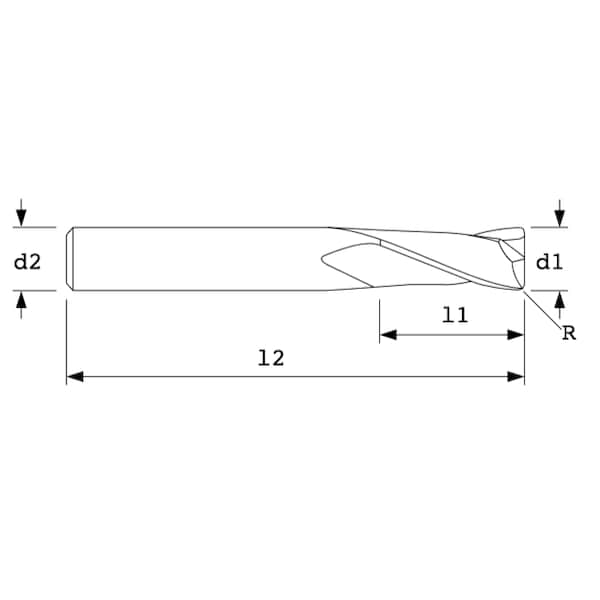 End Mill, Std Rad, 30Hl x3Fl, 5/8