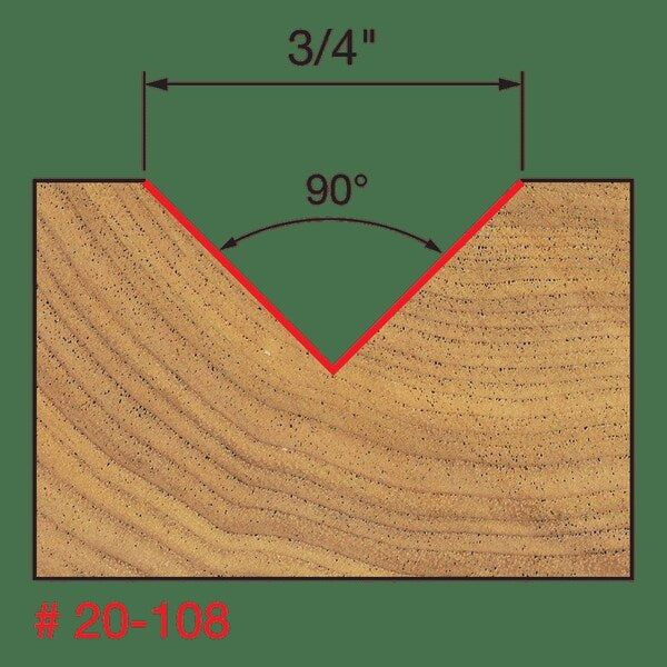 V Grooving Bit, 90deg, 3/4
