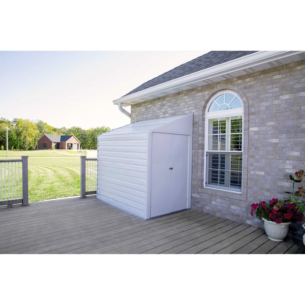 4 x 7 ft Steel Storage Shed Pent Roof Eggshell