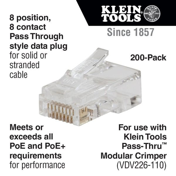 Pass-Thruâ¢ Modular Data Plugs, CAT6, 200-Pack