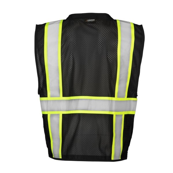 Safety Vest, Black, Polyester Mesh, L/XL