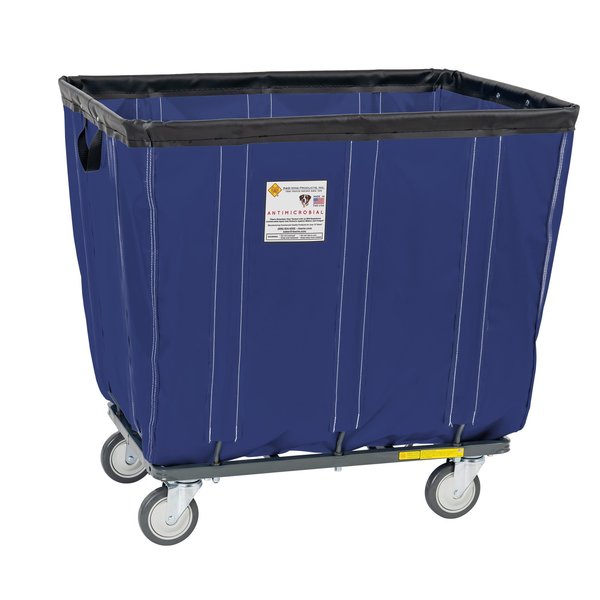 Antimicrobial Vinyl Basket Truck with Steel Base, 6 Bushel, Navy