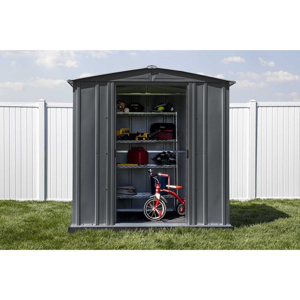 6x5 Classic Steel Storage Shed, Charcoal
