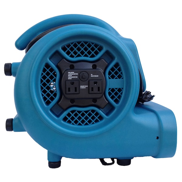 1/4 HP, 1600 CFM, 3 Amps, 4 Positions, 3 Speeds Air Mover with Power Outlets for Daisy Chain