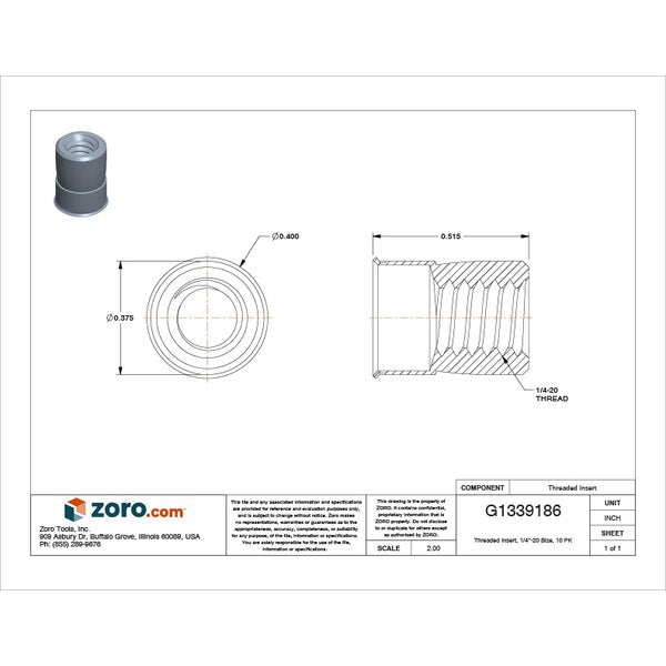 Nut Insert, 1/4
