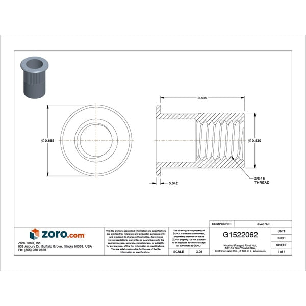 Rivet Nut, 3/8