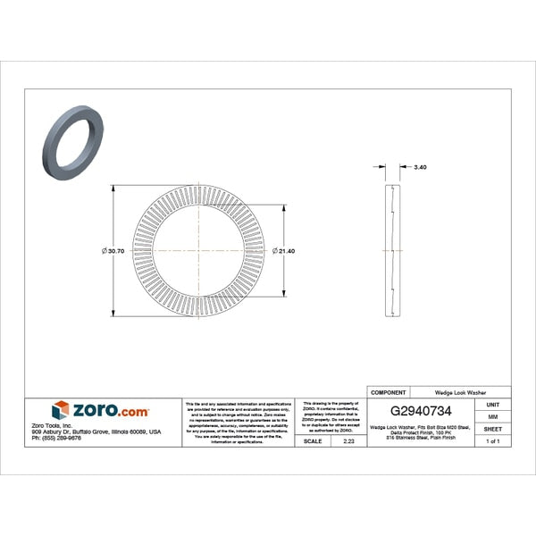 Wedge Lock Washer, Fits Bolt Size M20 Steel, Delta Protect Finish, 100 PK