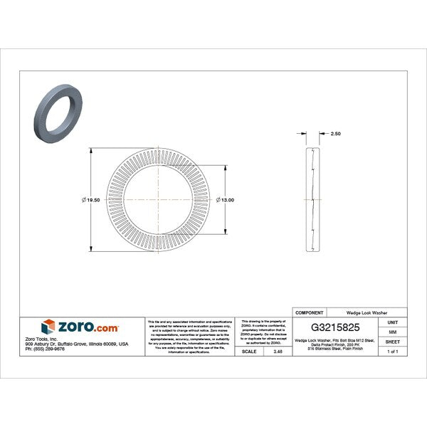 Wedge Lock Washer, Fits Bolt Size M12 Steel, Delta Protect Finish, 200 PK