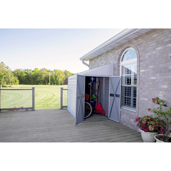 4 x 7 ft Steel Storage Shed Pent Roof Eggshell