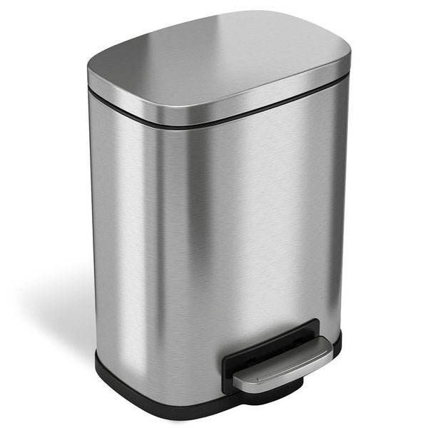 15 gal Trash Can, Silver, Stainless Steel