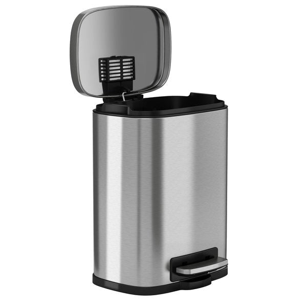 15 gal Trash Can, Silver, Stainless Steel