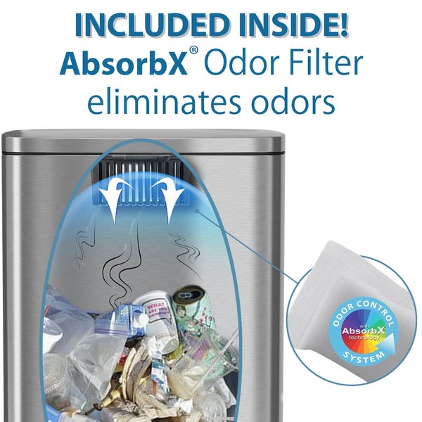 15 gal Trash Can, Silver, Stainless Steel