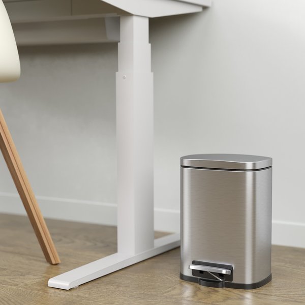 15 gal Trash Can, Silver, Stainless Steel