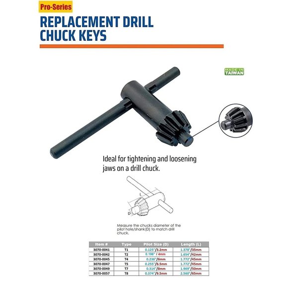 Drill Chuck Key For 1/4