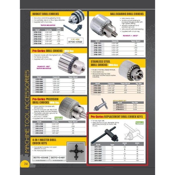 Drill Chuck Key For 1/4