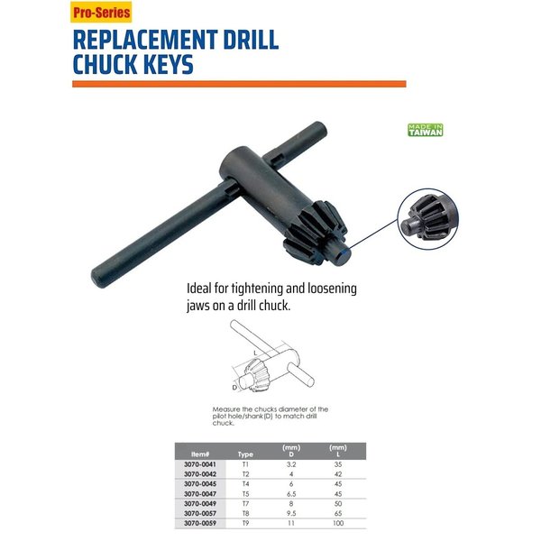 Drill Chuck Key For 3/4