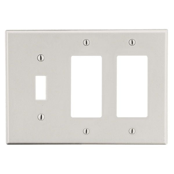Wallplate, 3- Gang, 1) Toggle 2) Decorator, Light Almond