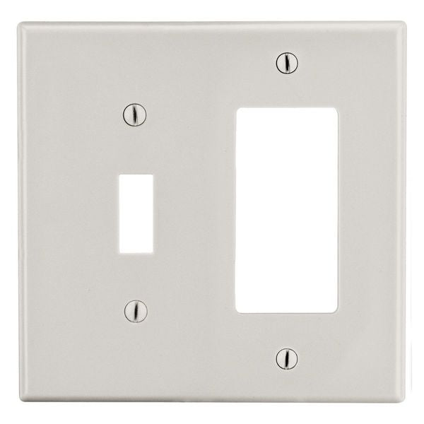 Wallplate, 2-Gang, 1) Toggle 1) Receptacle, Light Almond