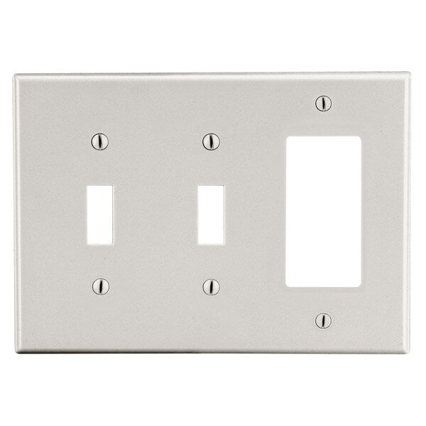 Wallplate, Mid-Size 3-Gang, 2) Toggle 1) Decorator, Light Almond