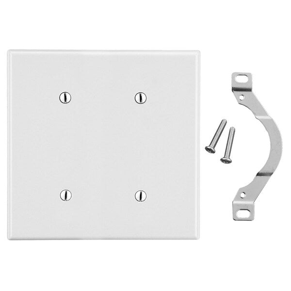 Wallplate, 2-Gang, 2 Strap Mount Blank, White