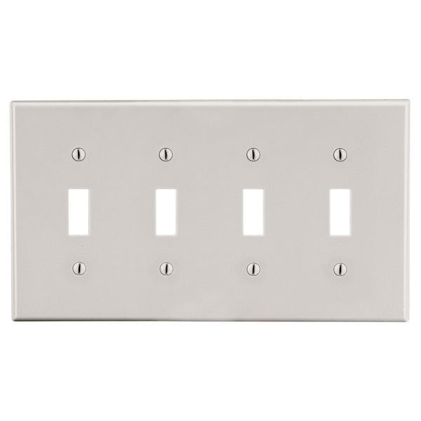 Wallplate, 4-Gang, 4) Toggle, Light Almond