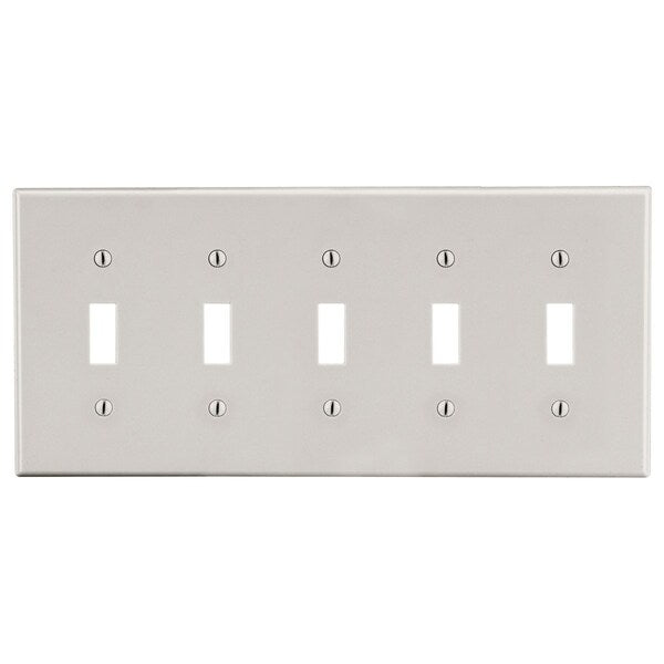 Wallplate, 5-Gang, 5) Toggle, Light Almond