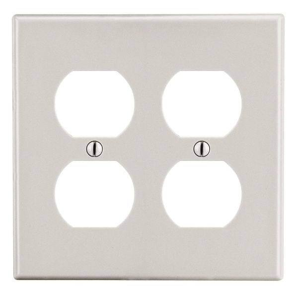Wallplate, Mid-Size 2-Gang, 2) Duplex, Light Almond