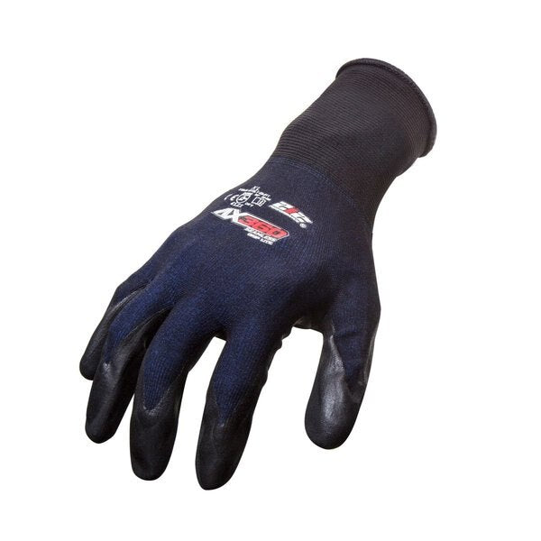 Foam Nitrile Coated Gloves, Palm Coverage, Black/Blue, L, 12PK