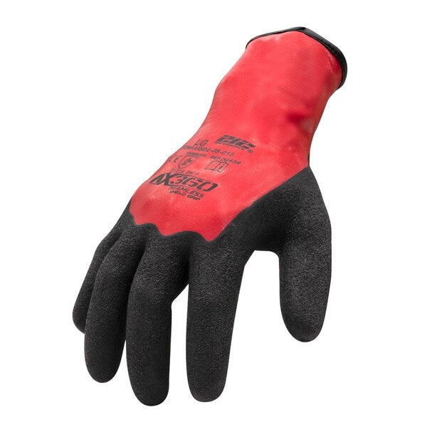 Natural Rubber Latex Coated Gloves, 3/4 Dip Coverage, Red, L, 12PK