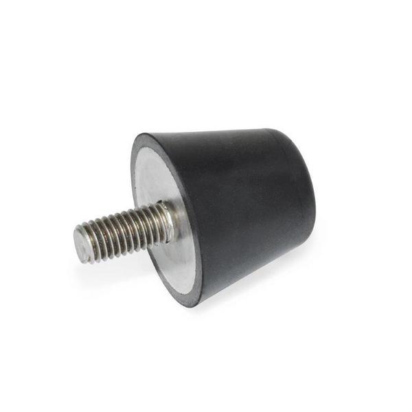 GN254-50-3/8X16-15.9-55 Tapered Bumper Stainless, Nat. Rubber, Thrd Stud