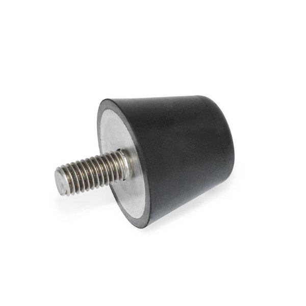 GN254-25-M6-8-55 Tapered Bumper Stainless, Nat. Rubber, Threaded Stud