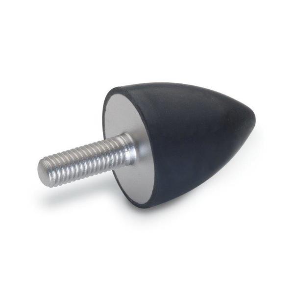 GN453.1-25-32-1/4X20-55 Rubber Bumper Cone, Stainless Threaded Stud