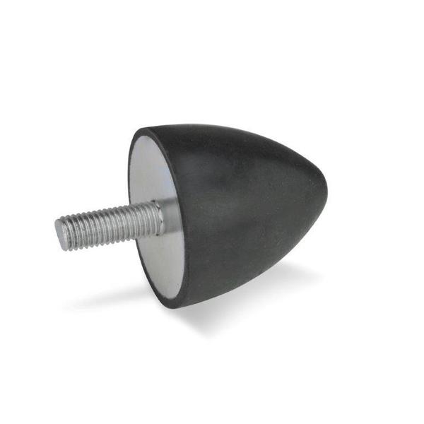 GN453-30-30-M8-S-55 Rubber Bumper Cone Stainless, Threaded Stud