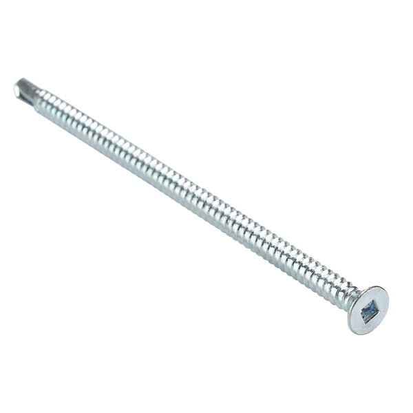 Self-Drilling Screw, #10-16 x 4 in, Zinc Plated Steel Flat Head Square Drive, 750 PK