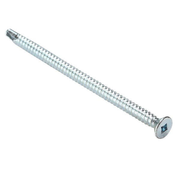 Self-Drilling Screw, #10-16 x 3-1/2 in, Zinc Plated Steel Flat Head Square Drive, 1000 PK