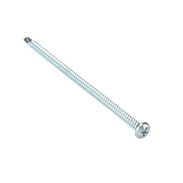 Self-Drilling Screw, #12-14 x 5 in, Zinc Plated Steel Pan Head Phillips Drive, 500 PK