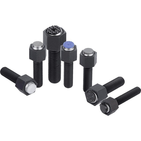 Self-Aligning Pads With O-Ring, Form:K Carbon Steel, Interchangable Insert, Comp:Polyacetal, Sw=19