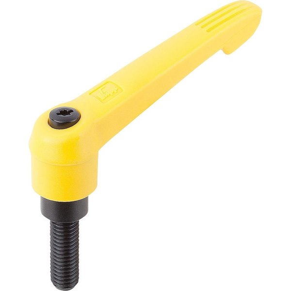 Adjustable Handle Size: 1, M05X35, Plastic, Yellow RAL 1021, Comp: Steel