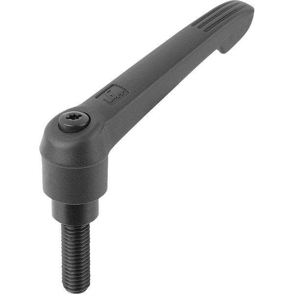 Adjustable Handle Size: 5, M12X40, Plastic, Black RAL 7021, Comp: Steel