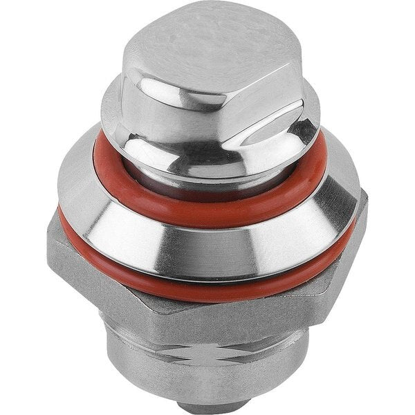 Quarter-Turn Lock D=28 Stainless Steel 1.4404, Comp:Silicon, Comp:Red, Sw=13