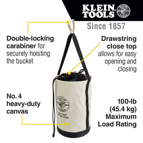 Canvas Bucket with Drawstring Close, 22-Inch