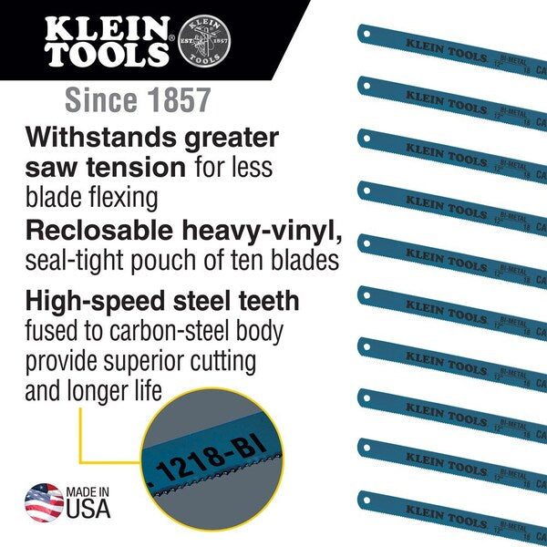 Bi-Metal Blades, 18 TPI, 12-Inch, 10-Pack