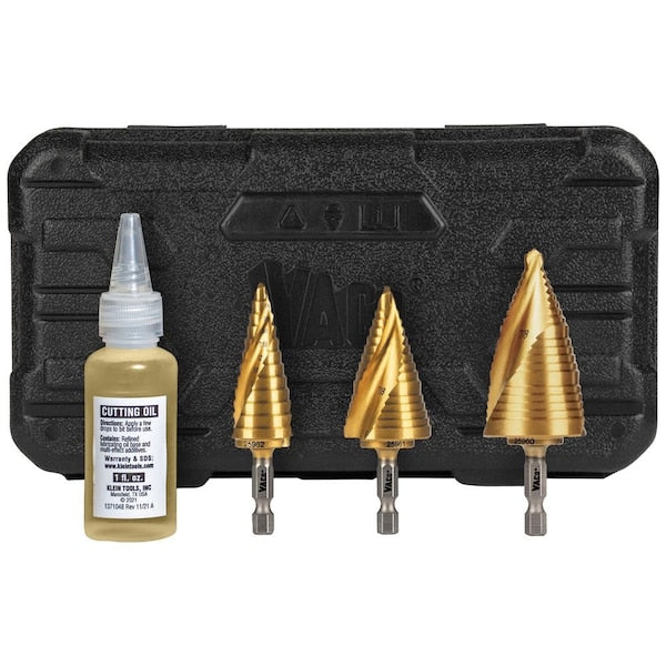 Step Bit Kit, Spiral DoubleFluted, VACO, 3Piece